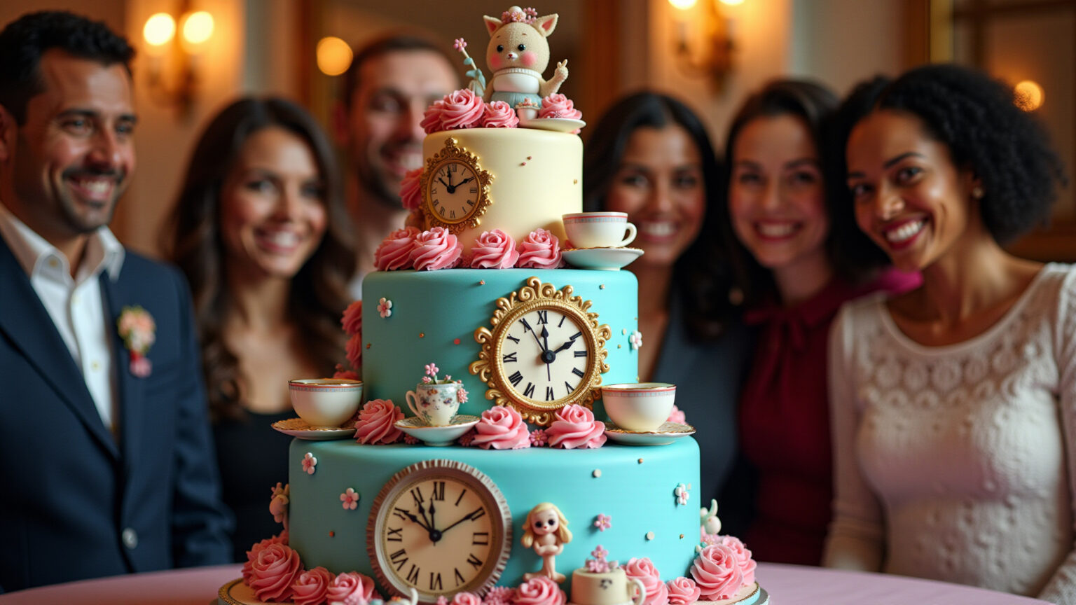 Bolo decorado Alice no País das Maravilhas.