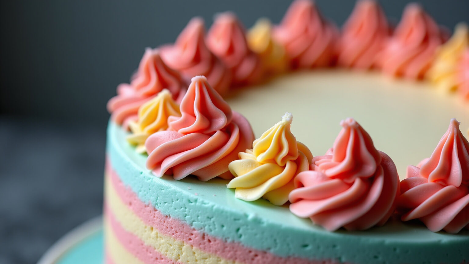 Bolo decorado com buttercream liso e vibrante.