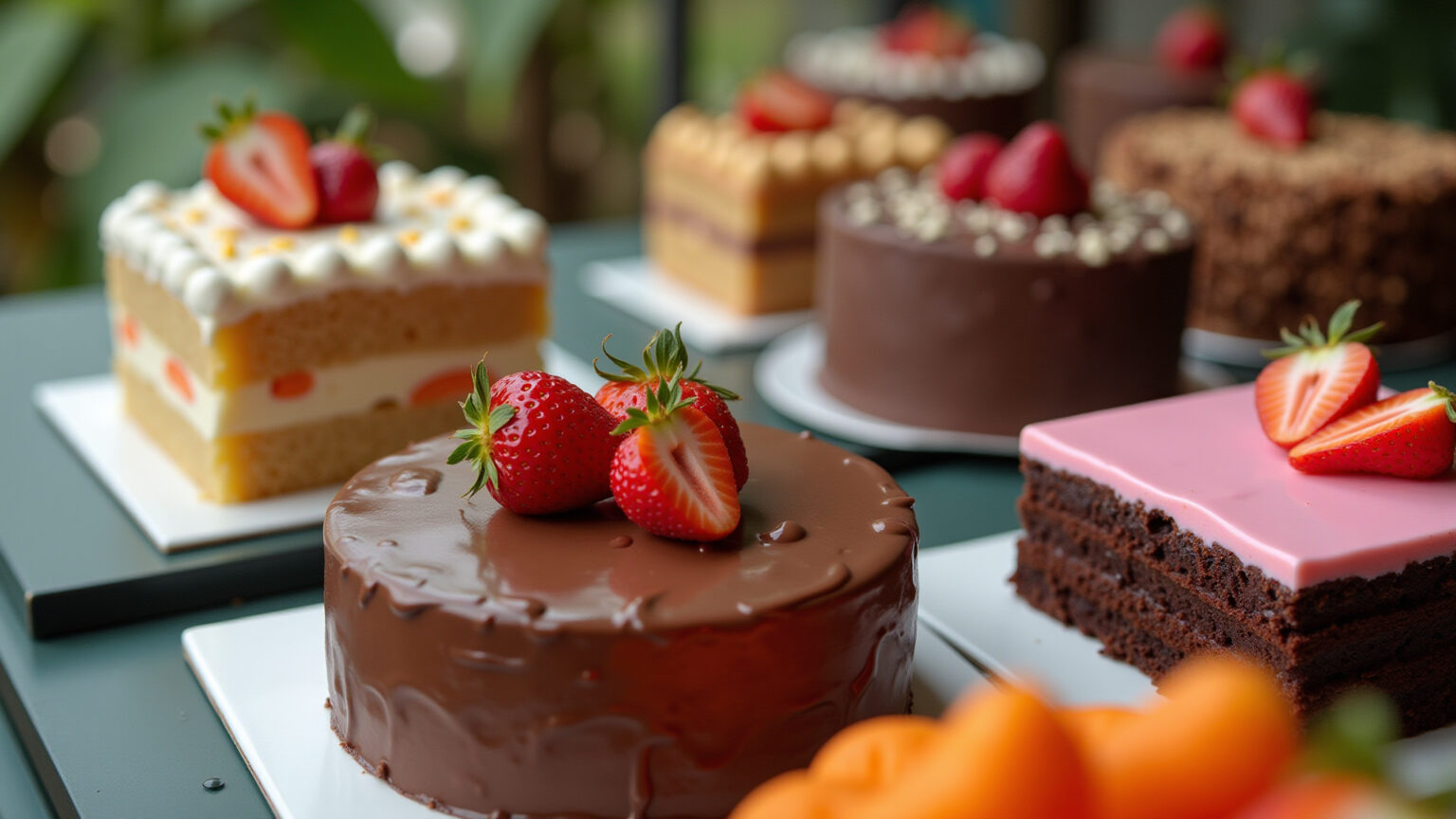 Os Sabores mais Usados em Bolo Decorado Infantil Mesa de festa infantil brasileira com bolos decorados de diversos sabores.