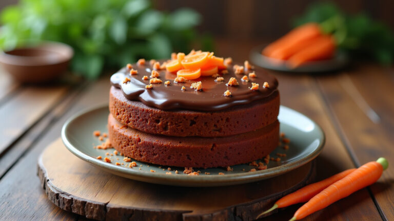 Bolo de cenoura com cobertura de chocolate, receita simples.