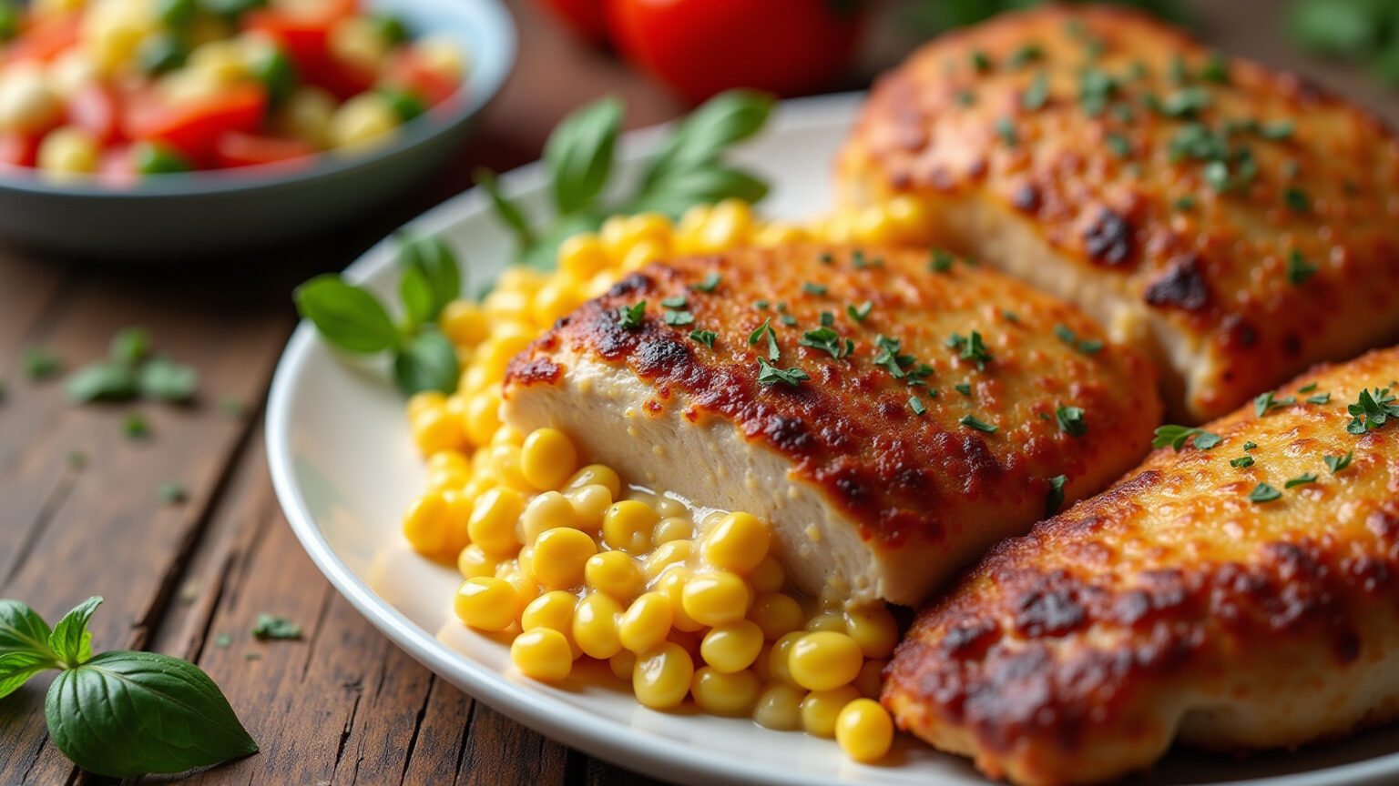 Variedade de pratos deliciosos com peito de frango: grelhado, desfiado, empanado e recheado.