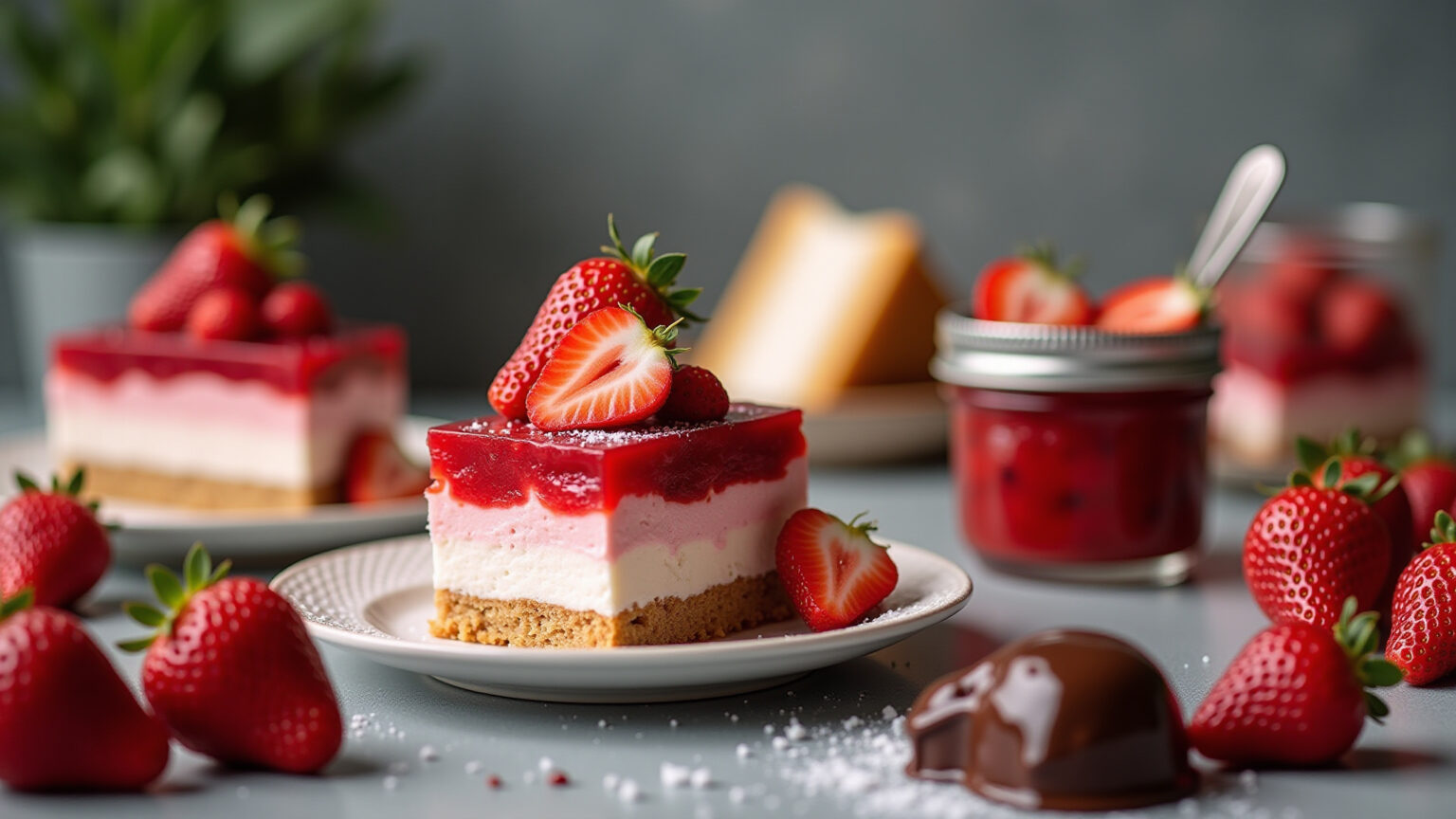 Mesa farta com receitas irresistíveis de morango.