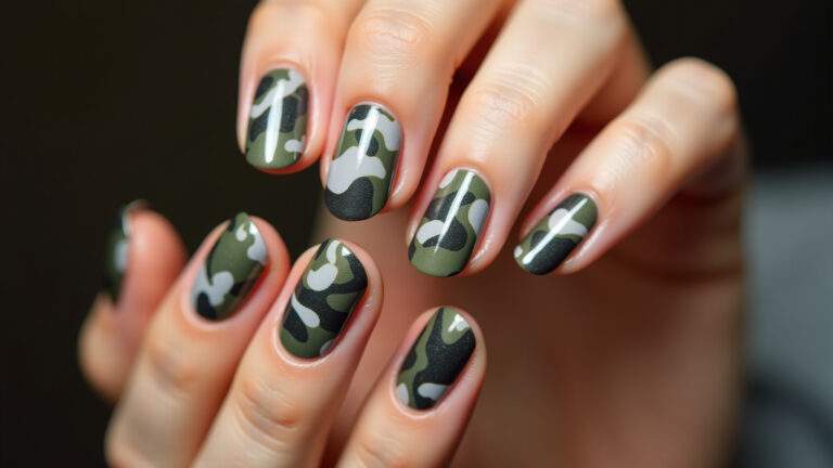 Unha decorada com camuflagem.