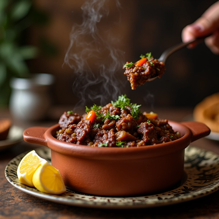 Feijoada completa sendo servida em um prato, com todos os seus ingredientes.