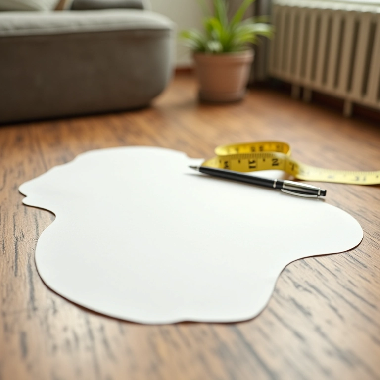 Fita métrica delineando um cômodo irregular.