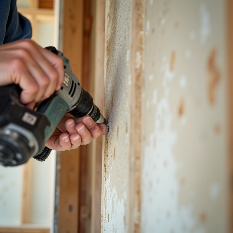 Fixando drywall com parafusos: quantidade certa.