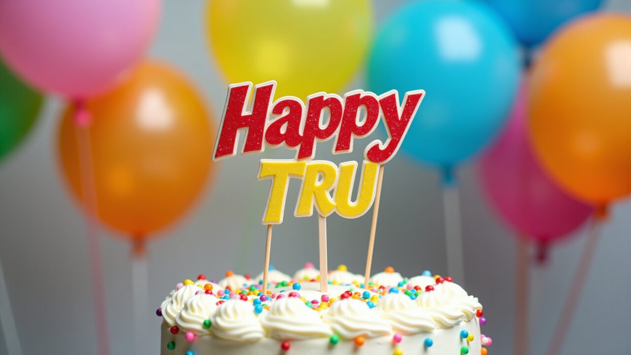 Fun cake topper with balloons, colorful and cheerful, professional photography, 8K quality, sharp Topper de bolo divertido com balões coloridos.