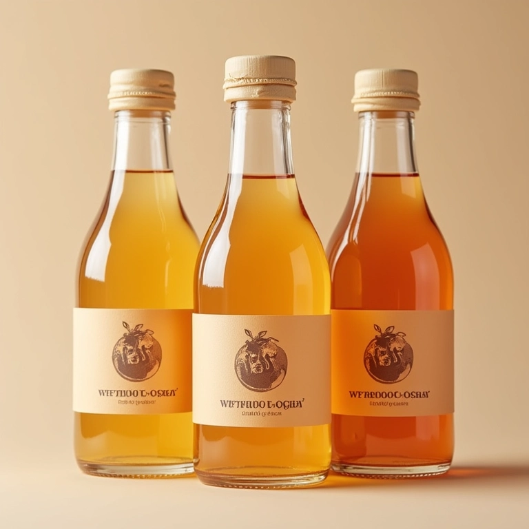 Garrafas de 'We Kombucha' representando tradição e qualidade.