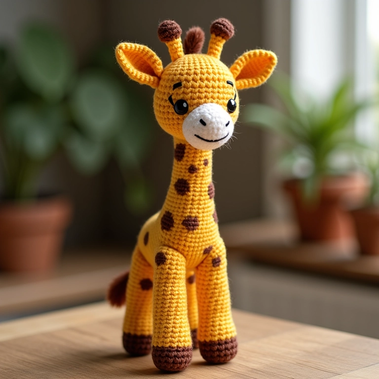 Girafa Amigurumi: Dicas Para Fazer Pescoços Bem Firmes Girafa amigurumi de crochê com pescoço firme.