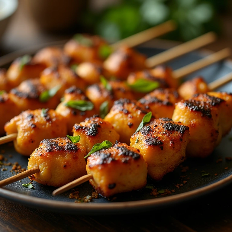 Grilled chicken and queijo coalho skewers, Brazilian cheese. Professional photography, 8K quality, Espetinho de frango com queijo coalho derretido, delícia cremosa.