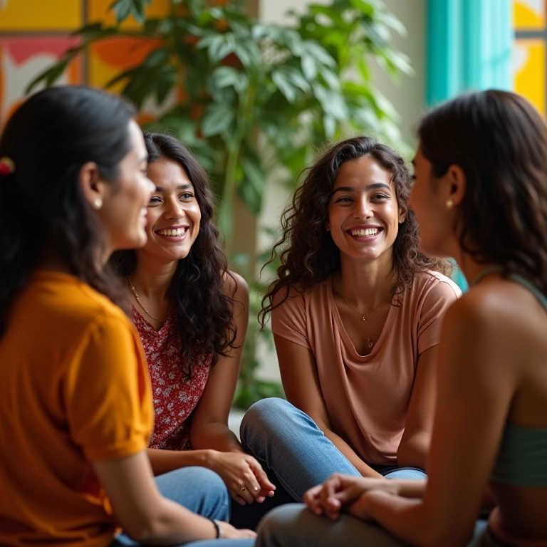 Grupo de mães em círculo de apoio