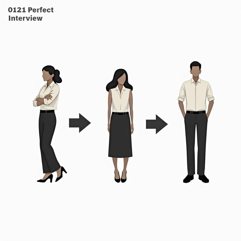 Guia prático ilustrado de como montar o look perfeito para uma entrevista de emprego.