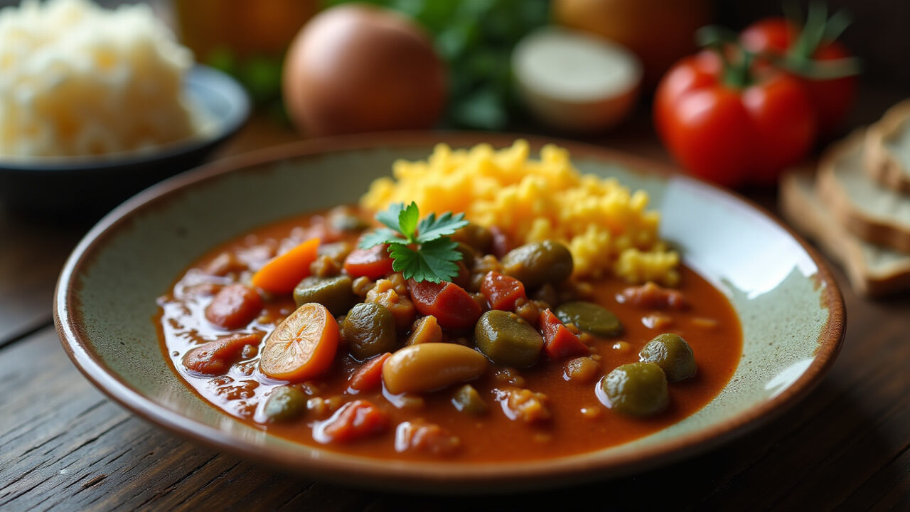 Gumbo with okra, Southern US cuisine, rustic setting, professional photography, 8K quality, sharp Gumbo com quiabo, prato do sul dos EUA.