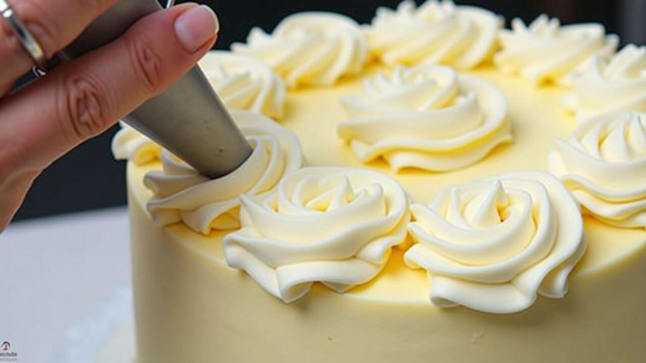 Decorando bolo com bico de confeitar
