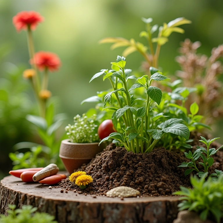 Horta em miniatura com ervas para jardim de fadas.