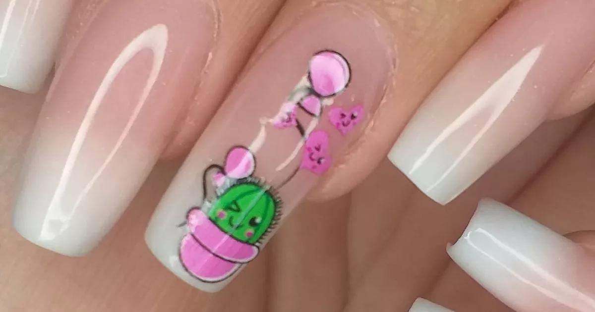 Unhas com desenho de cacto | UnhasEsmaltes