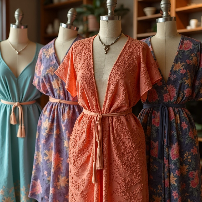 Kimonos de crochê exclusivos em boutique.