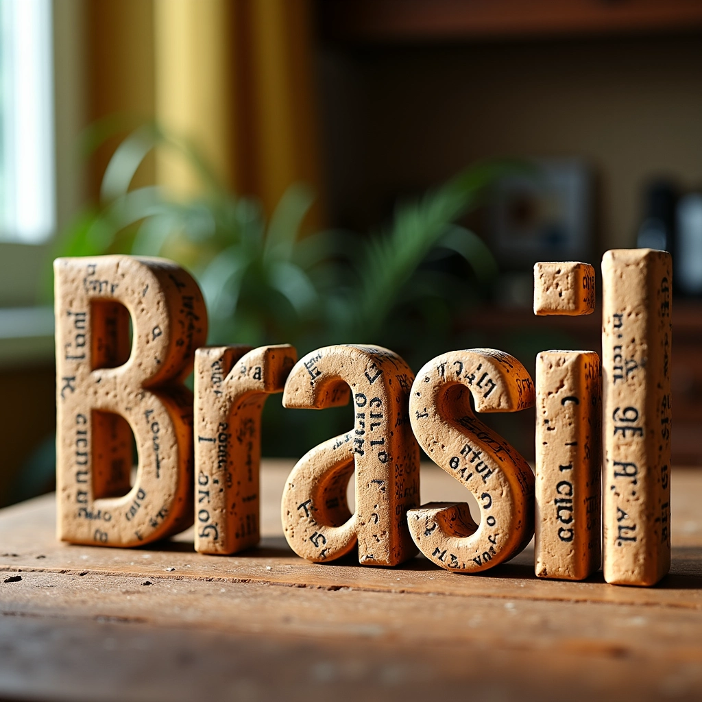 Letreiro decorativo com rolhas de vinho.