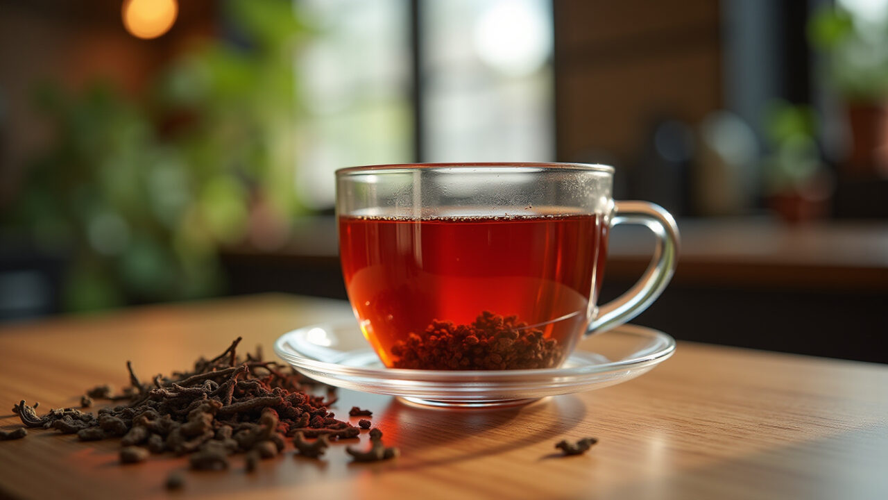 Chá de alcaçuz em preparação.