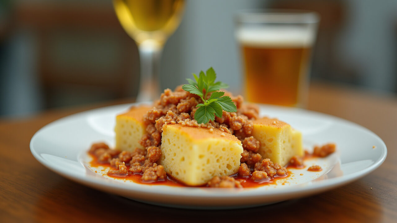 Lifestyle photography of tapioca with queijo and presunto, classic filling, 8K quality, sharp Tapioca com queijo e presunto, o clássico.