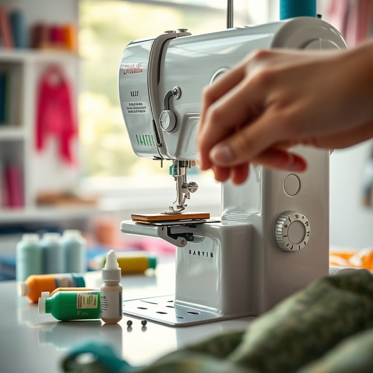 Limpeza e lubrificação de máquina de costura para melhor funcionamento.