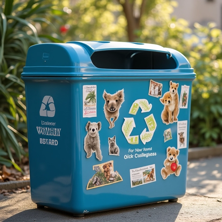 Lixeira personalizada para reciclagem.