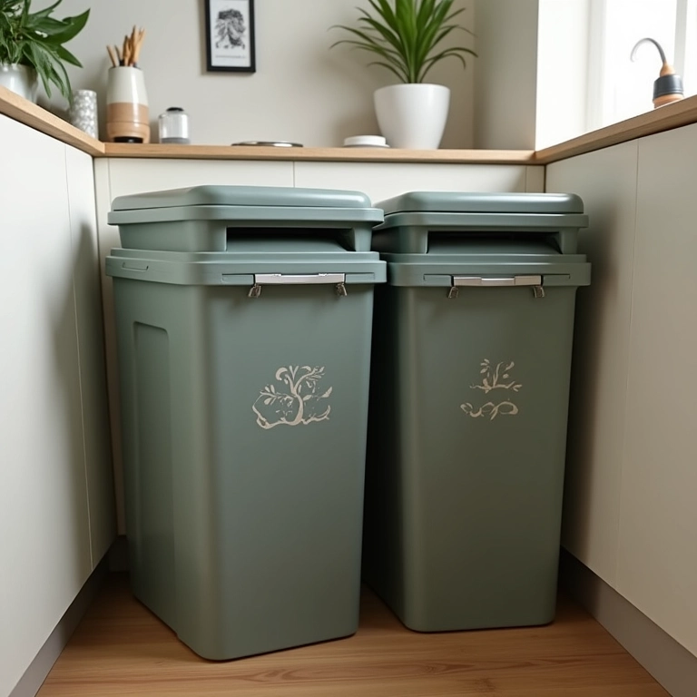 Lixeiras empilháveis para reciclagem.