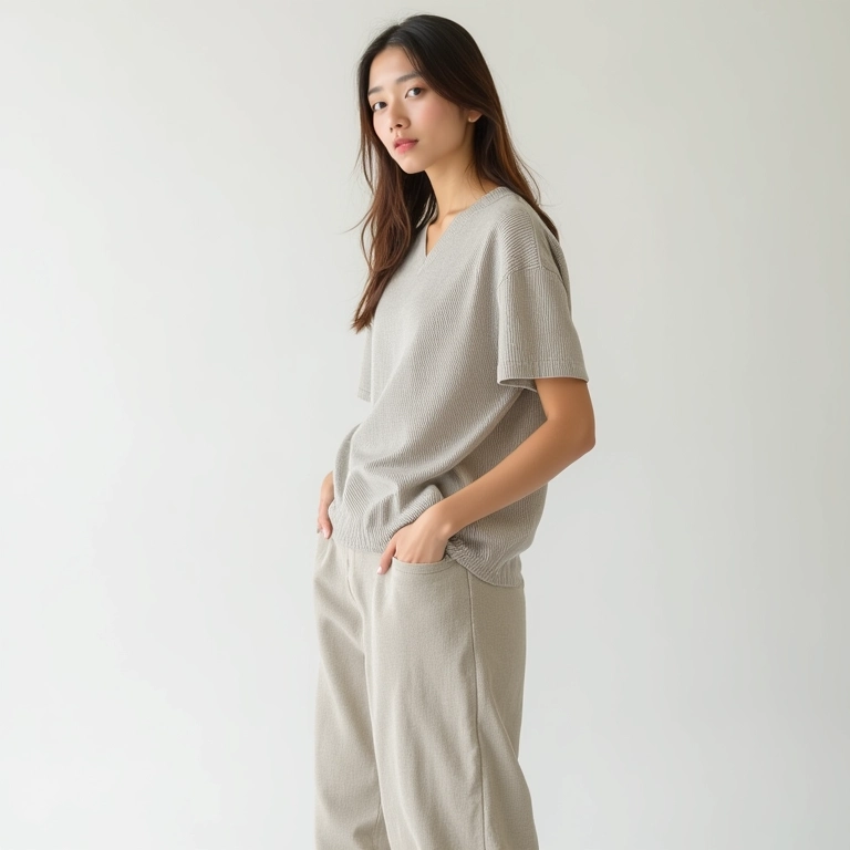 Look minimalista com duas estampas.