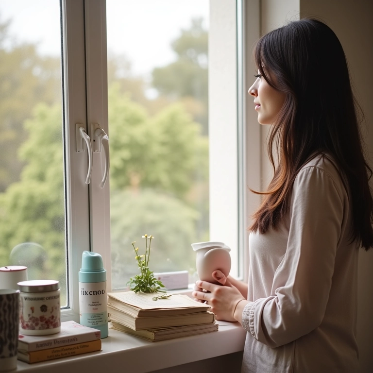 Mãe refletindo sobre a maternidade