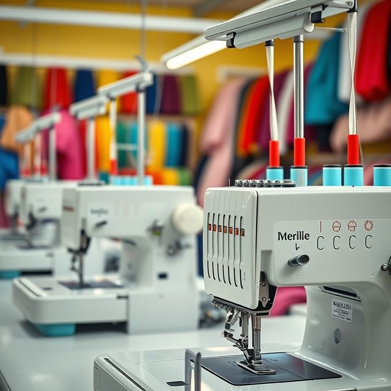 Overlock e Interlock Entenda a Diferença de Uma Vez Máquinas de costura overlock e interlock em um atelier vibrante.