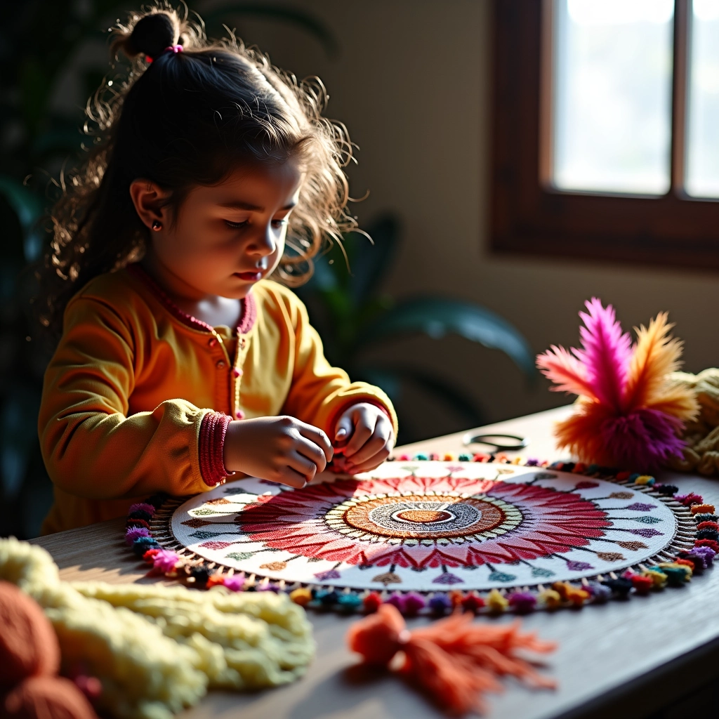 Materiais opcionais: miçangas e penas para mandalas Ojo de Dios.