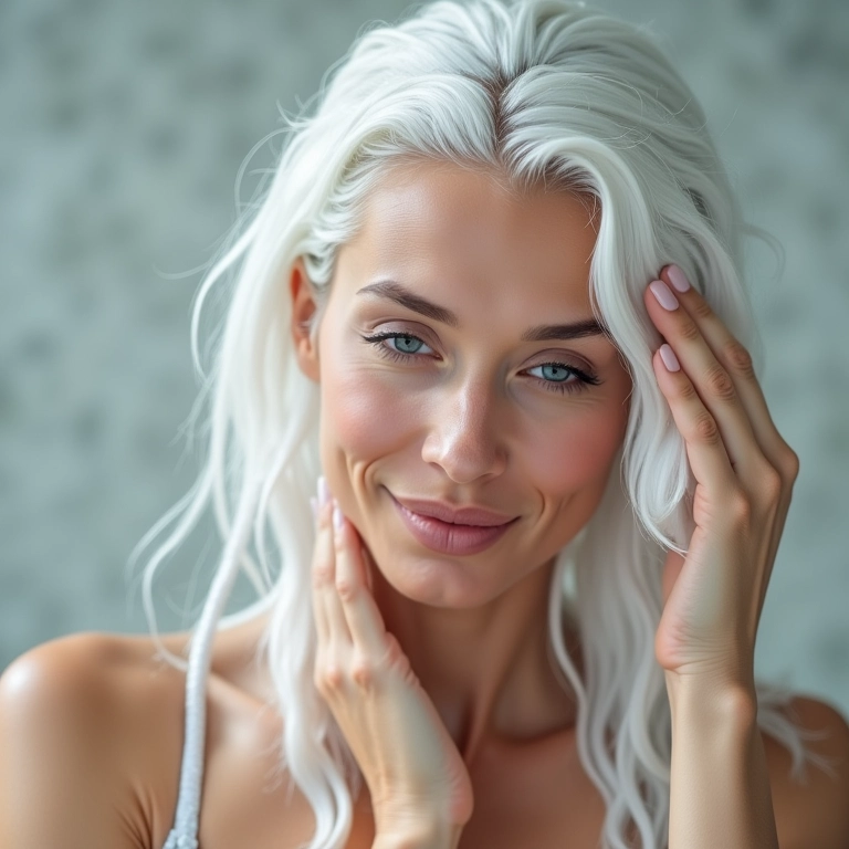 Matização de cabelos brancos em casa.