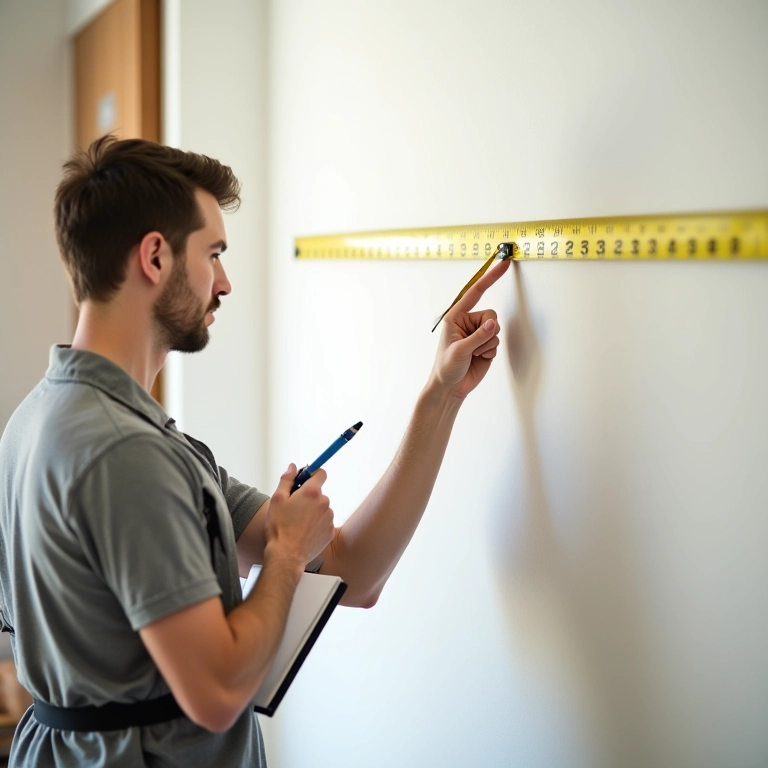 Medindo área da parede para cálculo de drywall.
