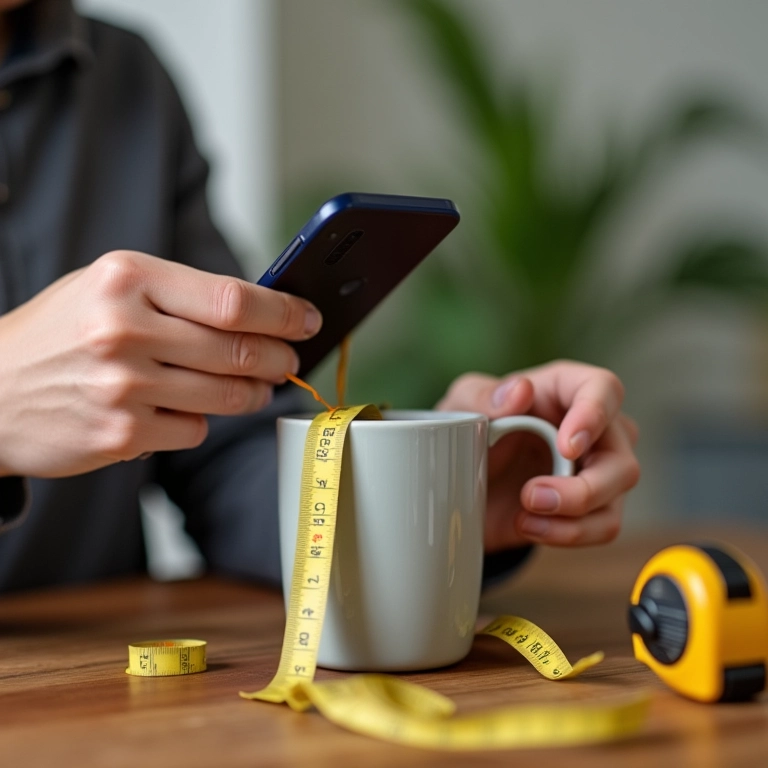 Medindo o tamanho ideal do barbante para o telefone sem fio.