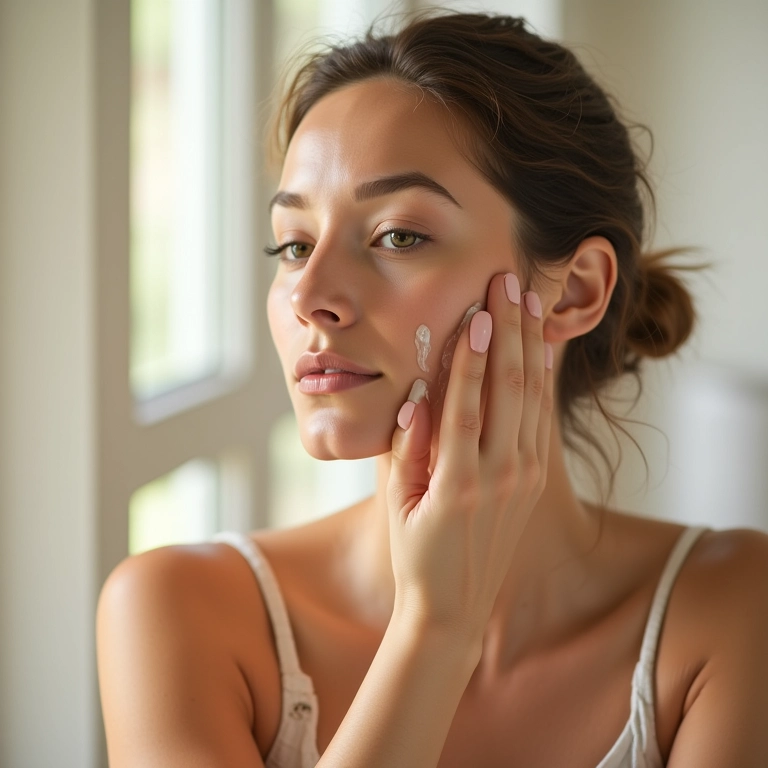 Mulher aplicando óleo capilar para nutrição revitalizante.