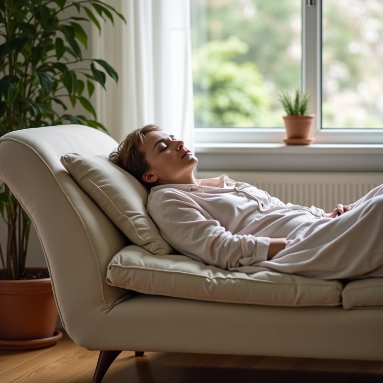 Mulher cochilando por 60 minutos para turbinar a memória e melhorar o aprendizado.