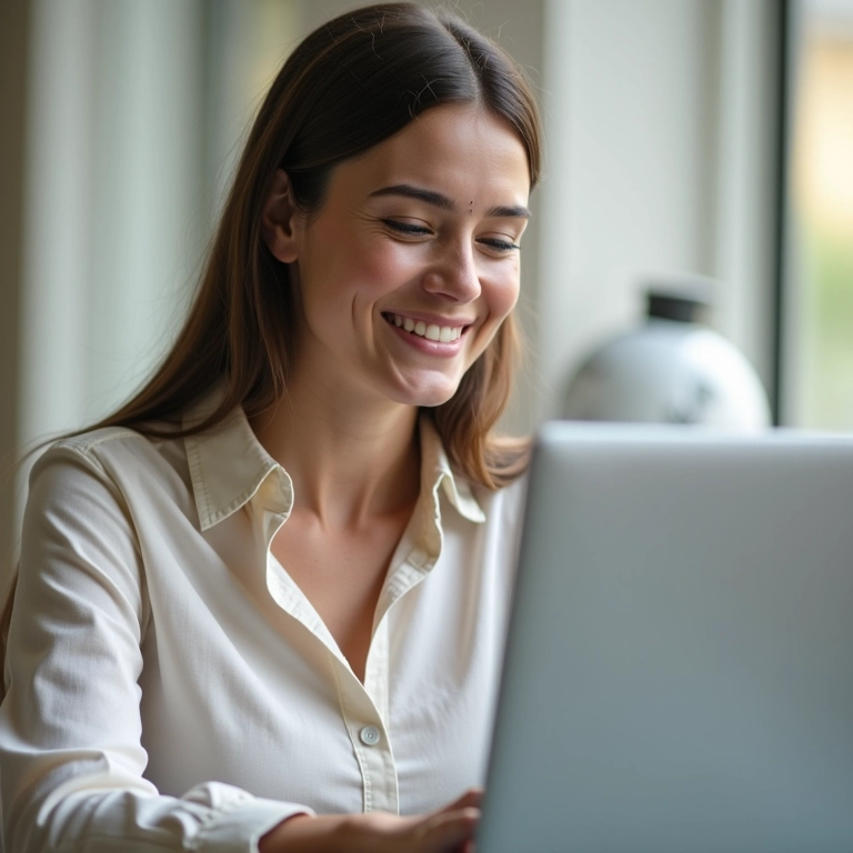 Mulher definindo limites claros durante pausa no trabalho.