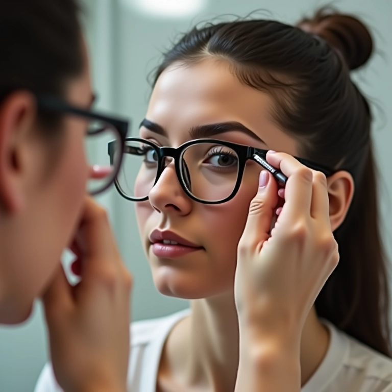 Mulher delineando os olhos com precisão.