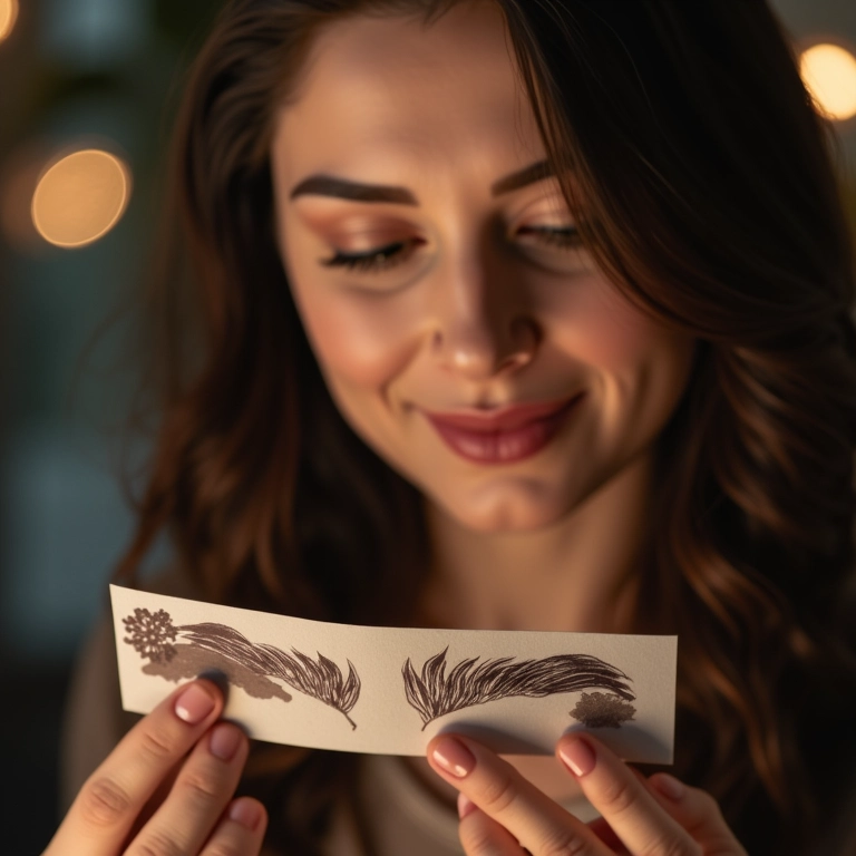 Mulher escolhendo a tonalidade ideal de henna para sobrancelhas.
