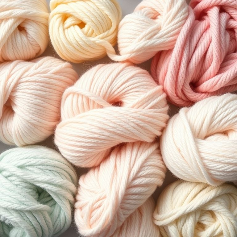 Novelos de fio macio para bebê em diferentes cores pastel.