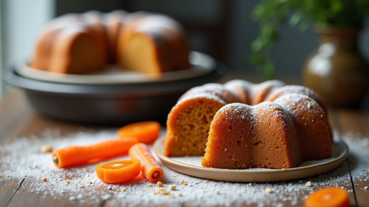 Nutritious carrot cake for babies with whole wheat flour, displayed next to an air fryer, natural Bolo de cenoura com farinha integral para bebê.