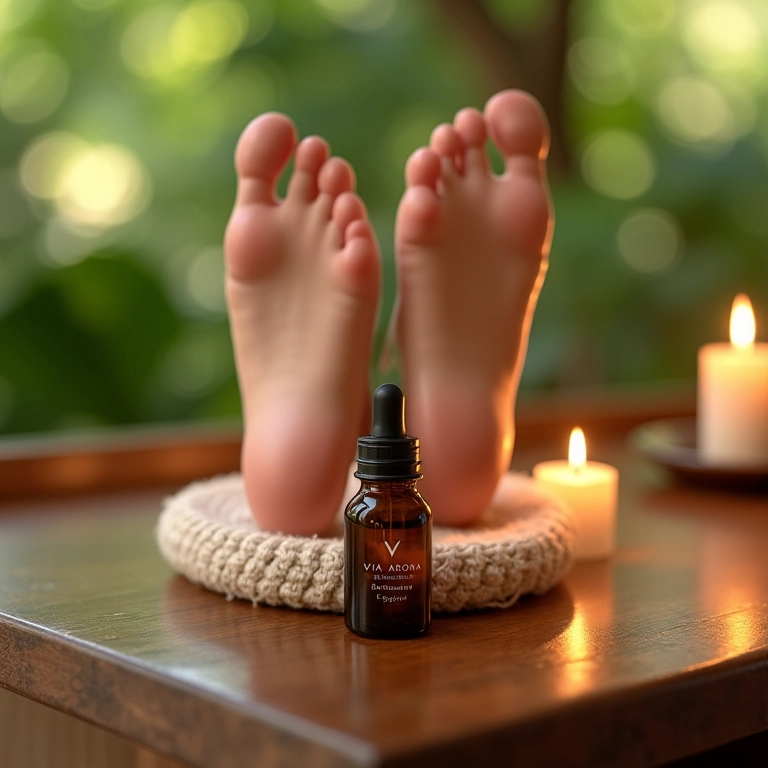 Óleos essenciais da Via Aroma para um escalda-pés relaxante.