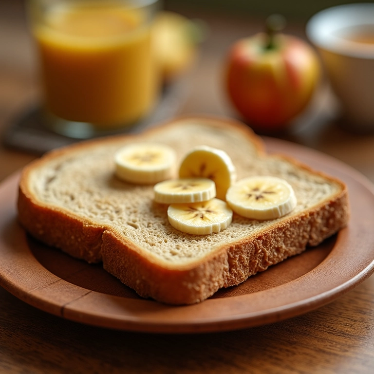 Pão integral com pasta de amendoim e banana.