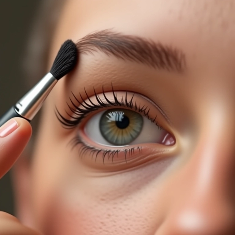 Penteando as sobrancelhas com escova spoolie.