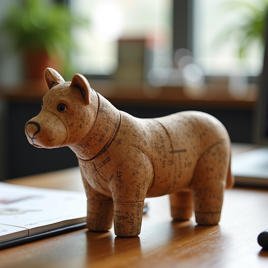 Peso de papel criativo com rolhas de vinho.