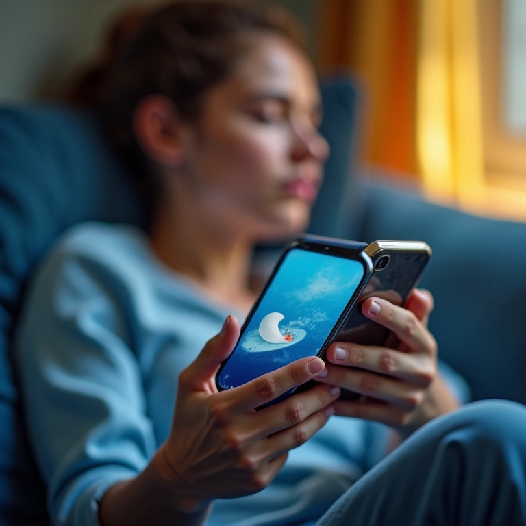 Pessoa agendando um cochilo no celular, adaptando o descanso à rotina diária.