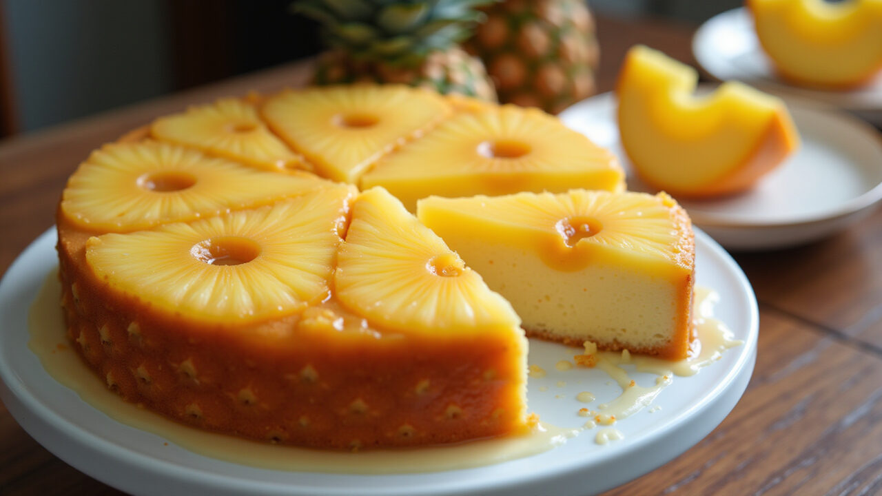Pineapple cake with dulce de leche, creamy, intense flavor, Brazilian party, professional Bolo de abacaxi com doce de leite.
