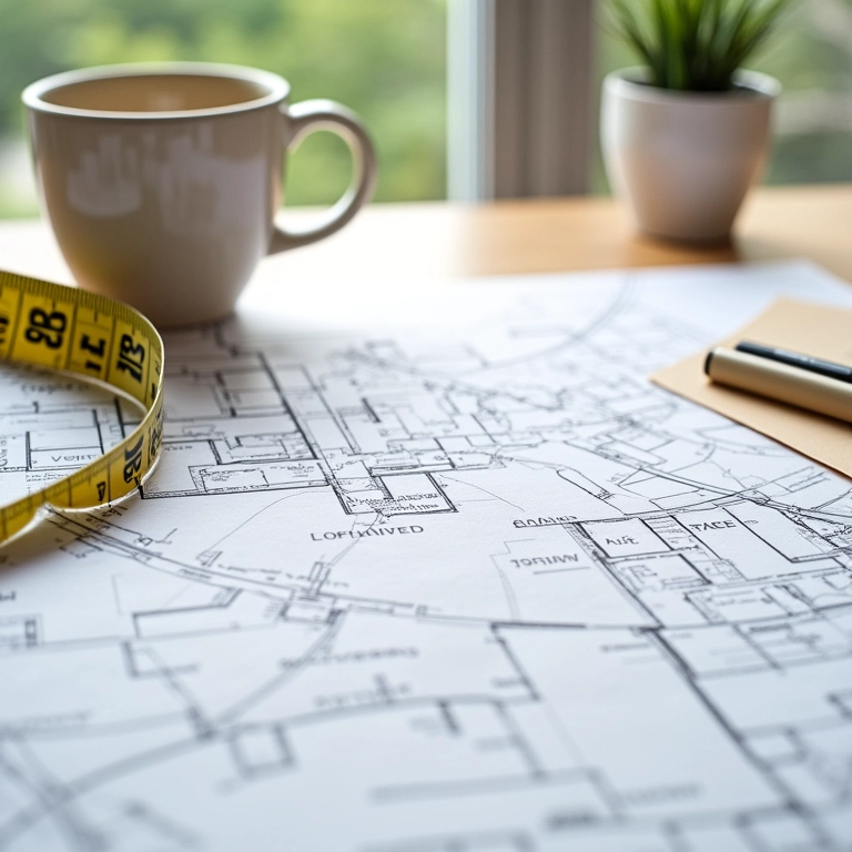 Planta arquitetônica com design de layout de lajotas.