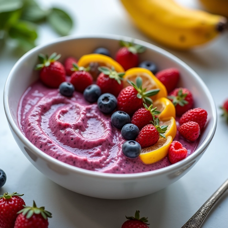 Pudim de chia com frutas frescas.