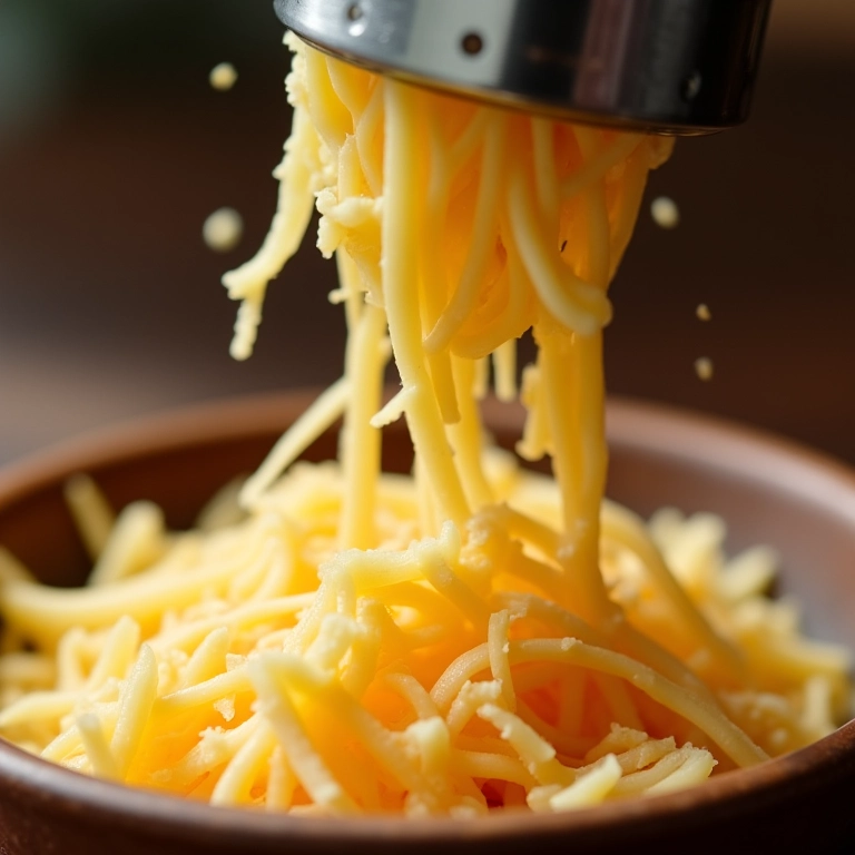 Queijo parmesão sendo ralado sobre uma tigela.